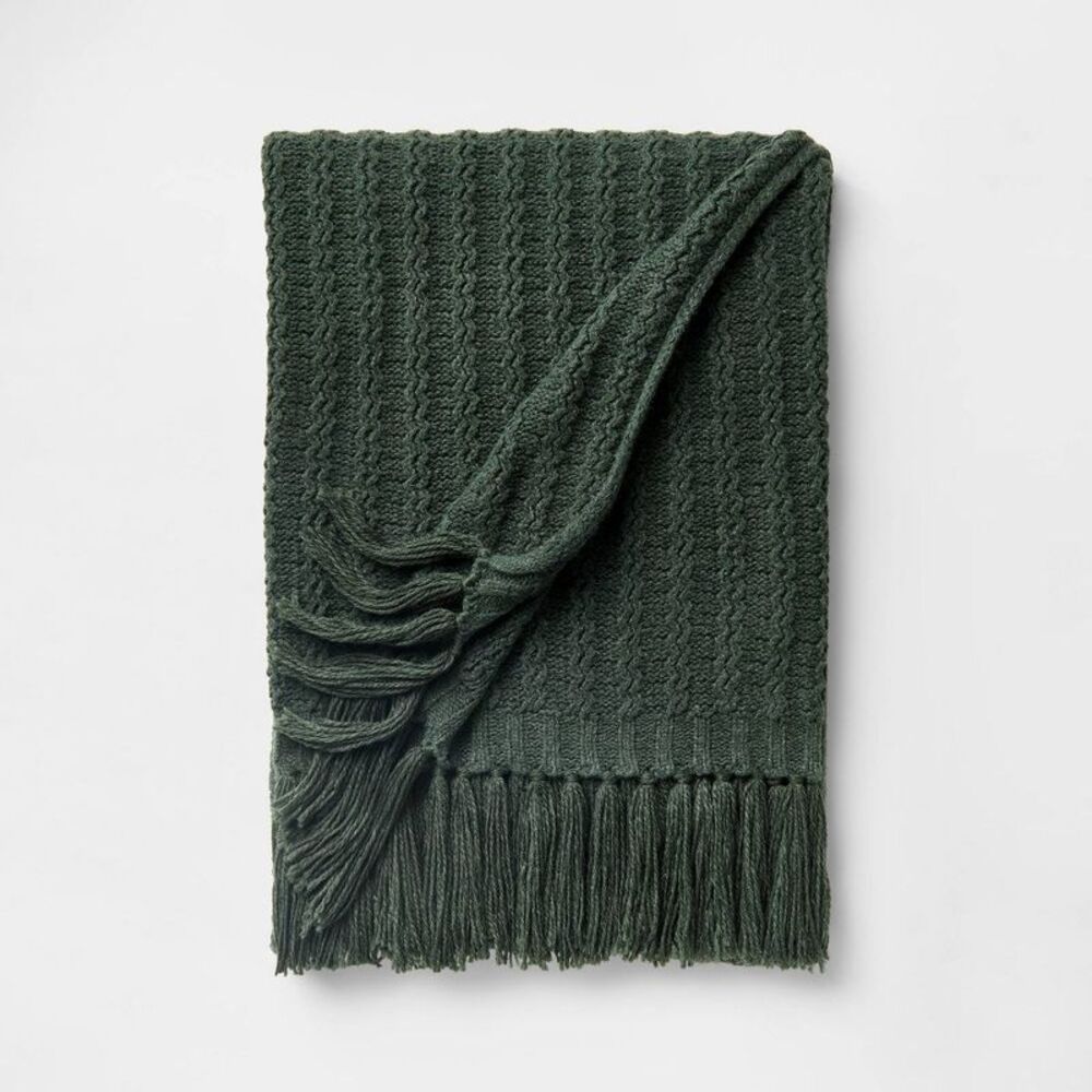 Knit Throw Blanket Green - Threshold designed w/St Green